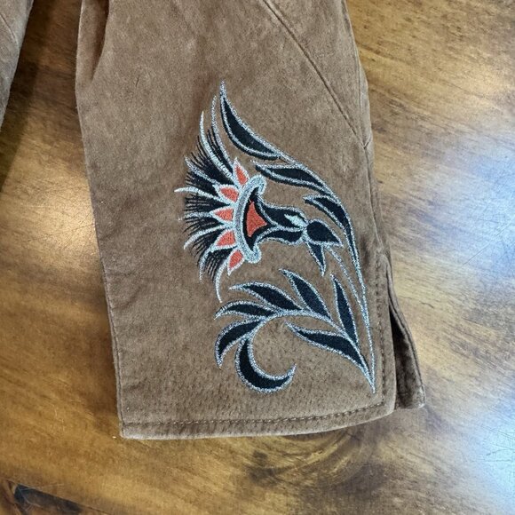 Vtg Bob Mackie Brown Leather Jacket Women's M Embroidered Western Bikercore NWT - Picture 2 of 11